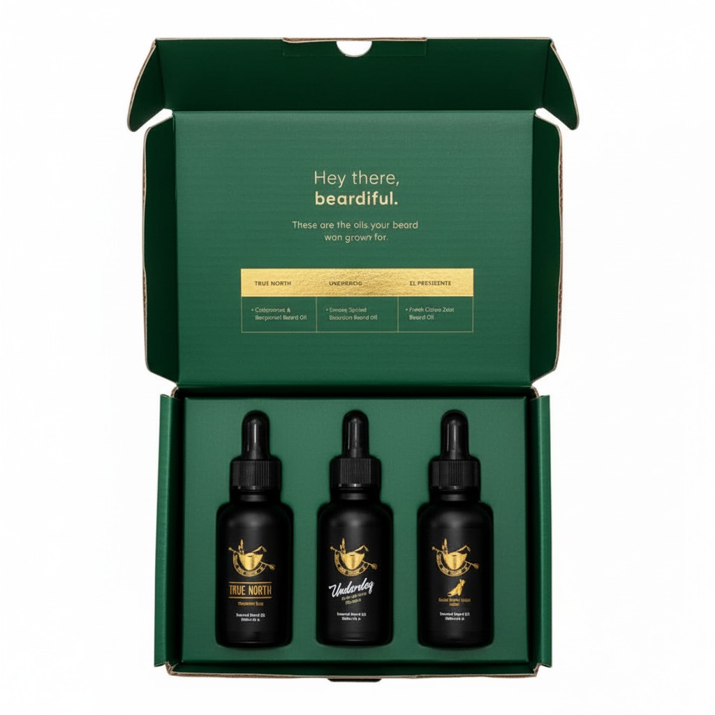 Scatola porta olio per barba