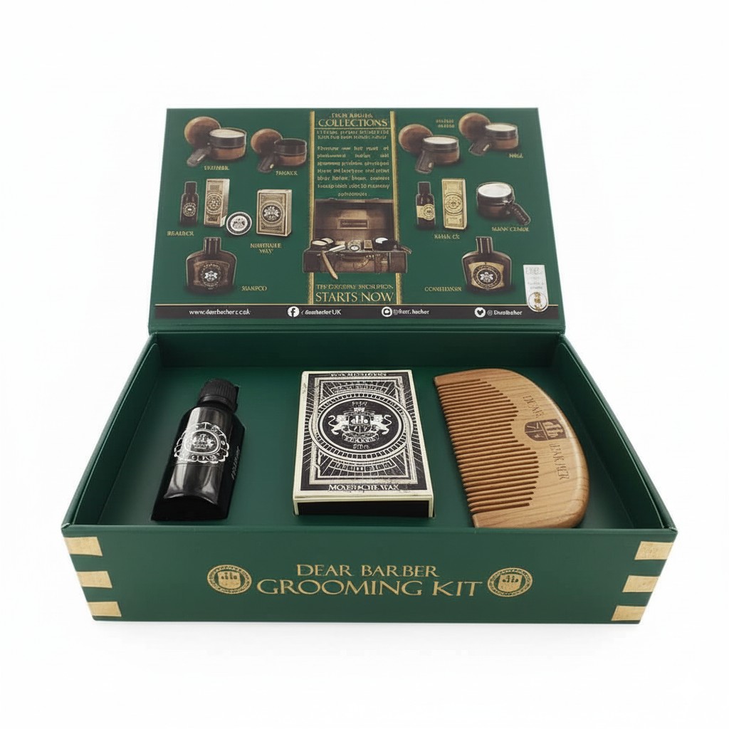 Scatola di olio per barba a forma di libro