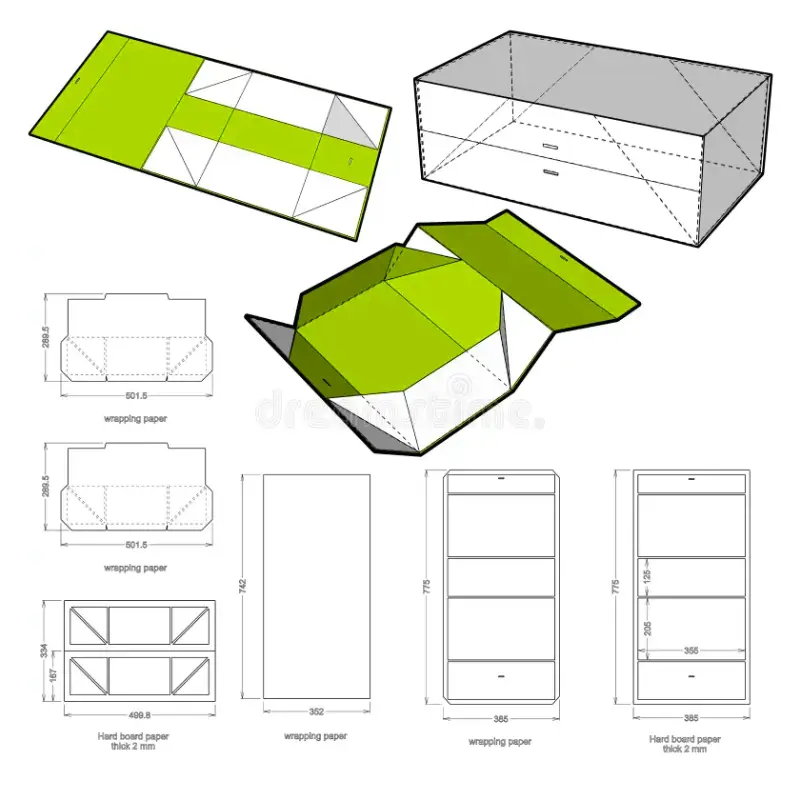 collapsible rigid box dieline