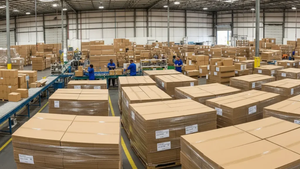 Armazém do fabricante de caixas de papelão ondulado