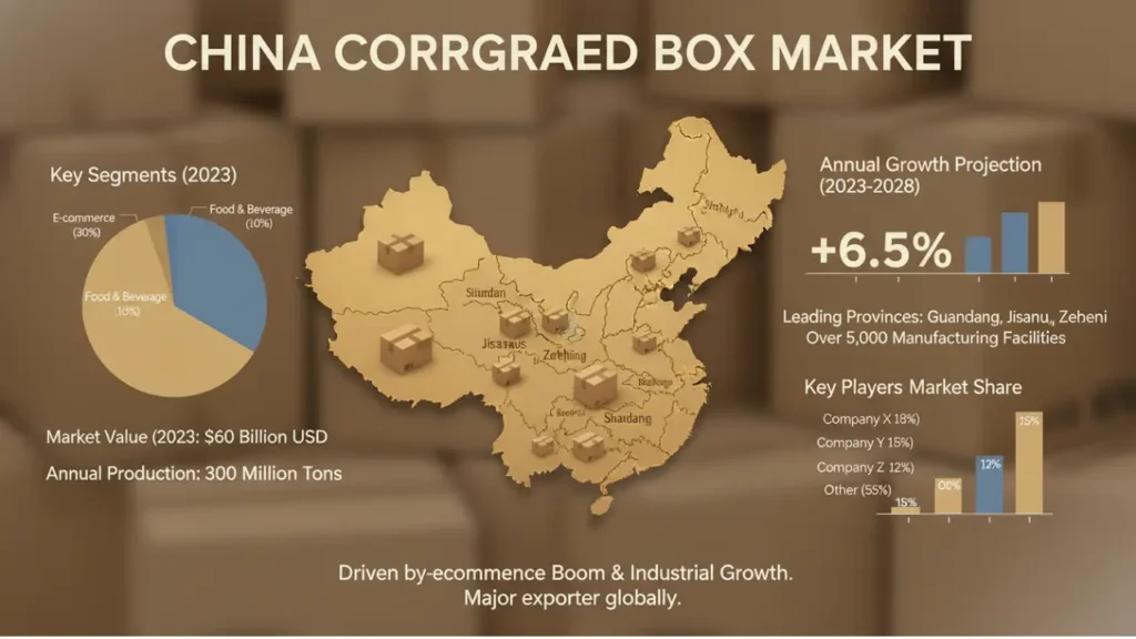 le marché de la boîte en carton ondulé en chine