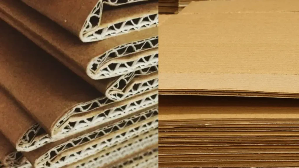 段ボールと段ボールでない紙