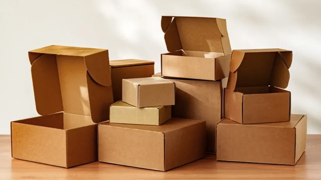 verschiedene Materialien für Versandkartons