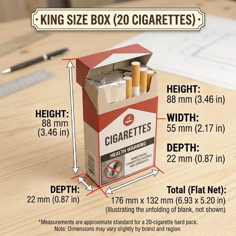 cigarette box dimension