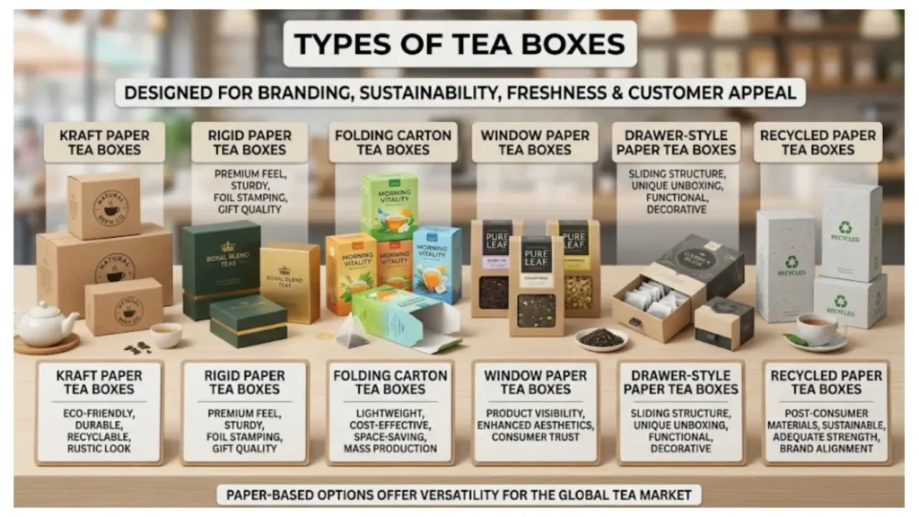 los tipos de cajas de té