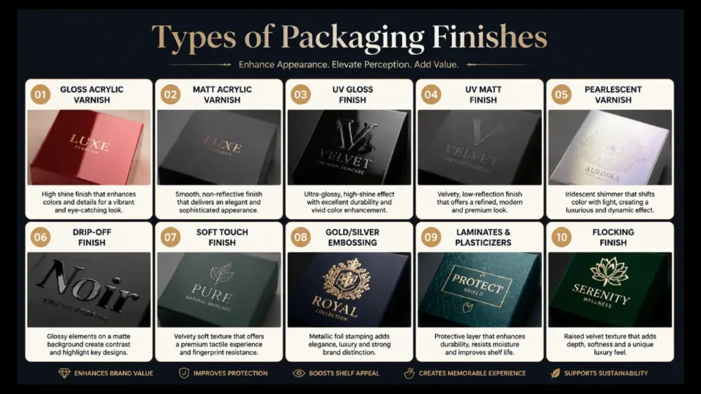 types of packaging finishes