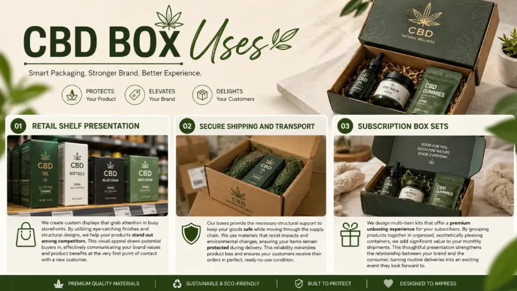 utilizações das caixas de CBD